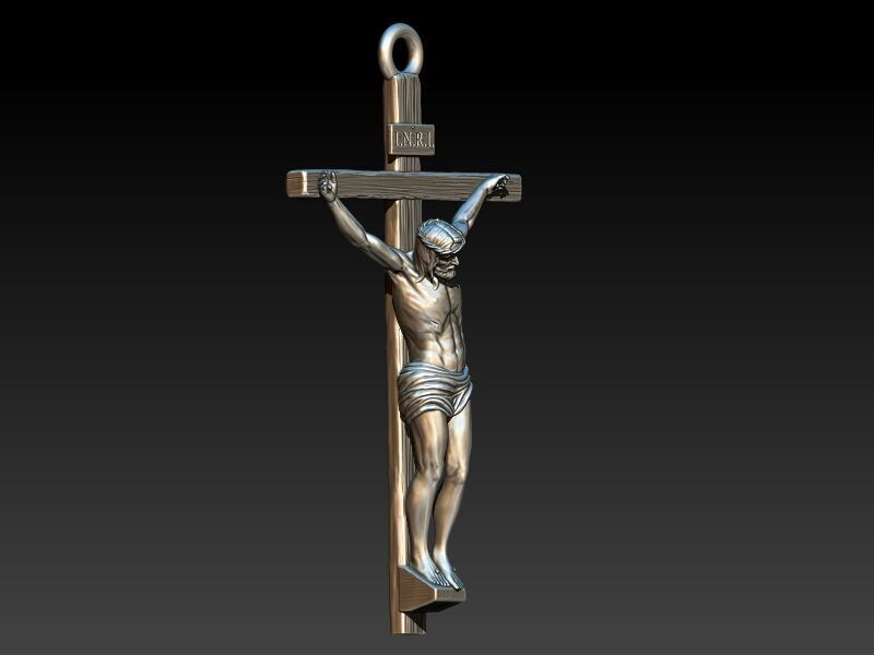 Crucifix Cross Charm Pendant Necklace Catholic Jesus 3D print model_20
