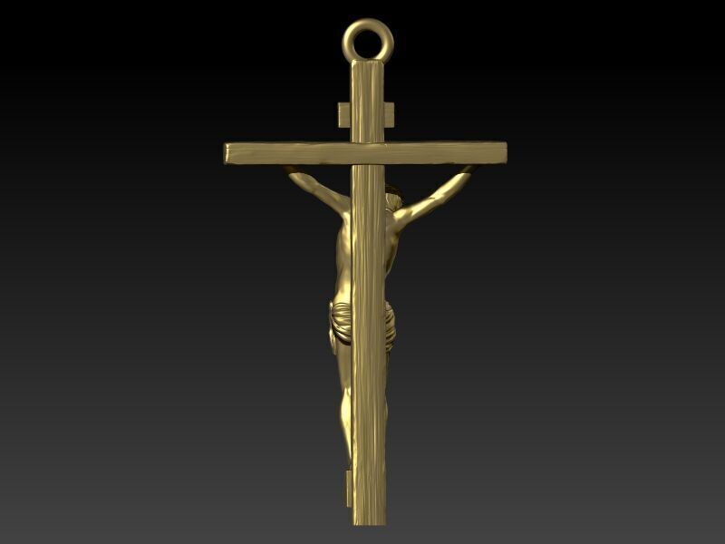 Crucifix Cross Charm Pendant Necklace Catholic Jesus 3D print model_21