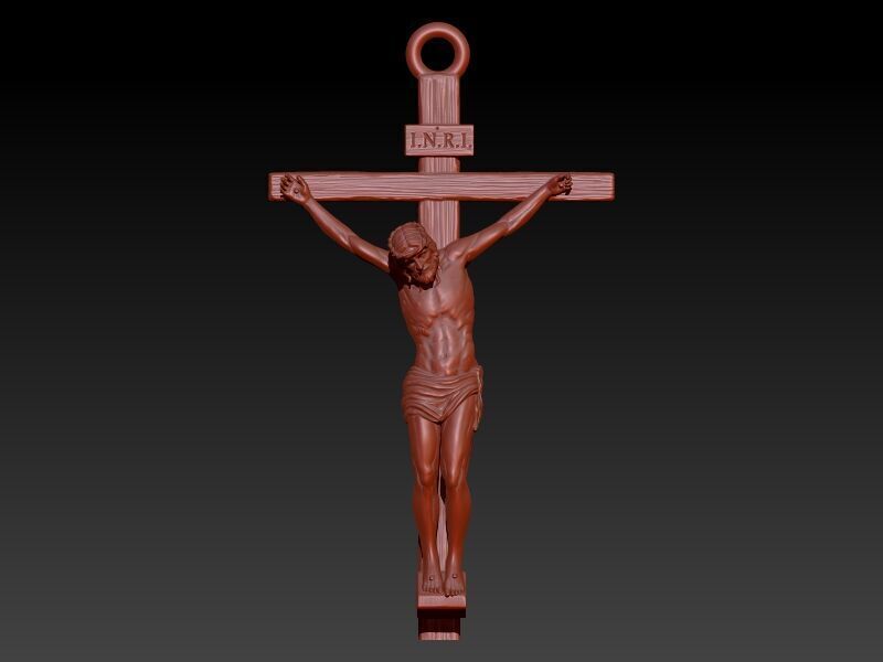 Crucifix Cross Charm Pendant Necklace Catholic Jesus 3D print model_18