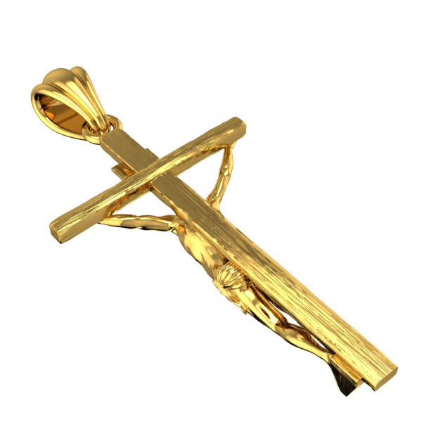 Crucifix Cross Charm Pendant Necklace Catholic Jesus 3D print model_7