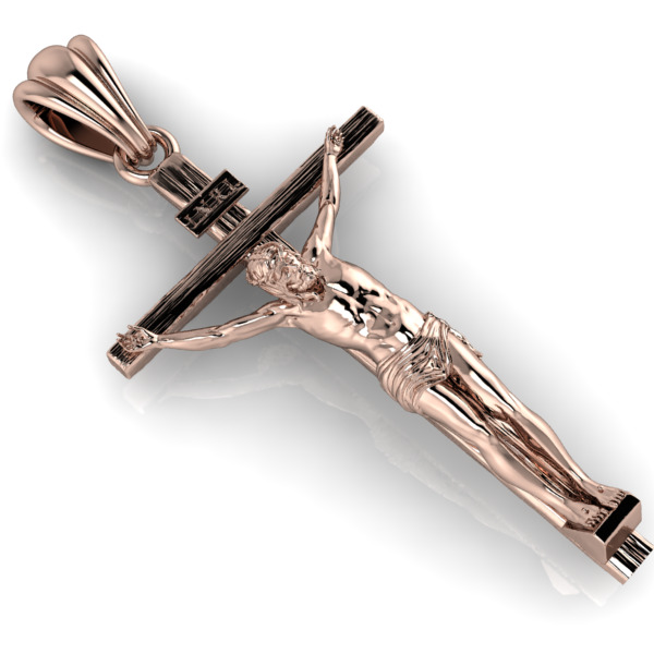 Crucifix Cross Charm Pendant Necklace Catholic Jesus 3D print model_8