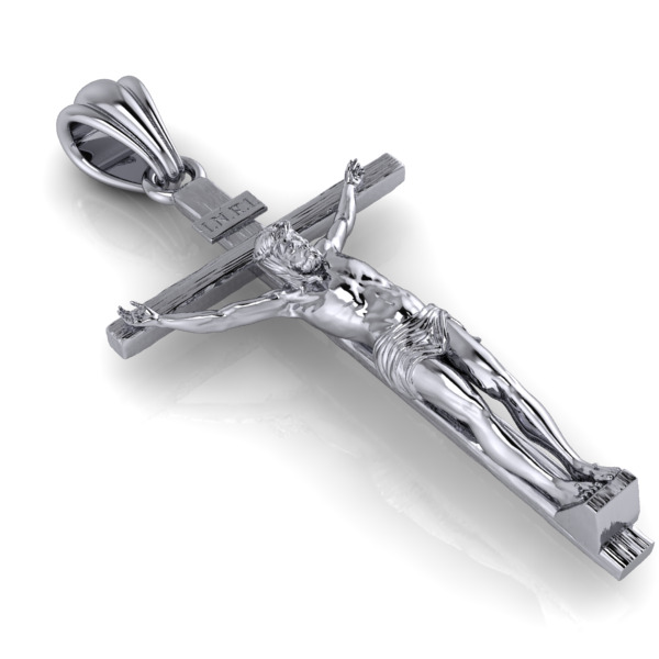 Crucifix Cross Charm Pendant Necklace Catholic Jesus 3D print model_30