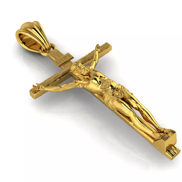 Crucifix Cross Charm Pendant Necklace Catholic Jesus 3D print model_0