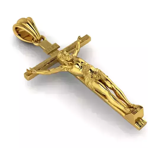 Crucifix Cross Charm Pendant Necklace Catholic Jesus 3D print model