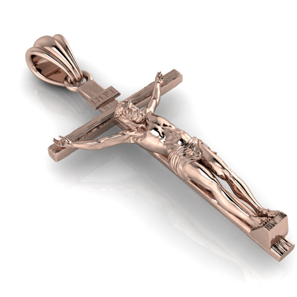 Crucifix Cross Charm Pendant Necklace Catholic Jesus 3D print model_1