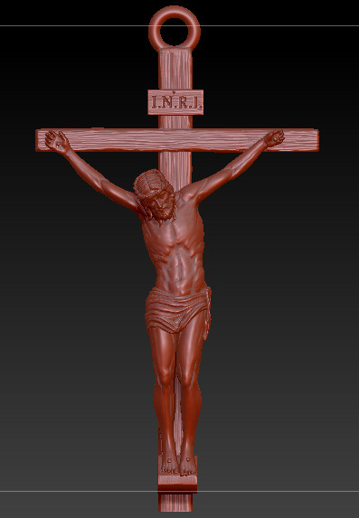 Crucifix Cross Charm Pendant Necklace Catholic Jesus 3D print model_2