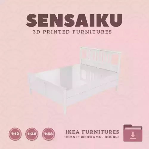 Miniature HEMNES Bedframe Double Bed  IKEA 3D Print Download