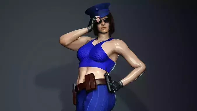 Sexy Police Officer  Low-poly 3D model