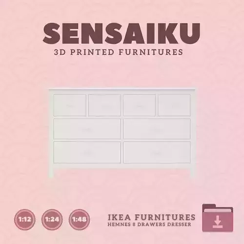 Miniature HEMNES 8 Drawers Dresser IKEA 3D Print Download