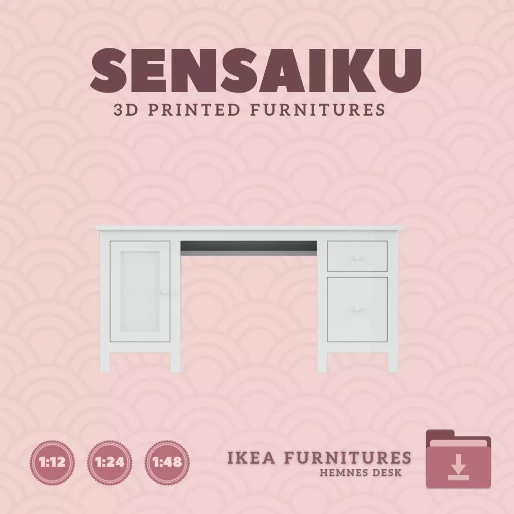 Miniature HEMNES Desk for Miniature Dollhouse IKEA 3D Print 3D print model
