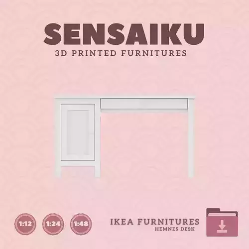Miniature HEMNES Desk V2 for Miniature Dollhouse IKEA 3D Print