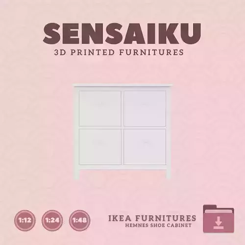 Mini Replica HEMNES Shoe Cabinet for Dollhouse IKEA 3D Print