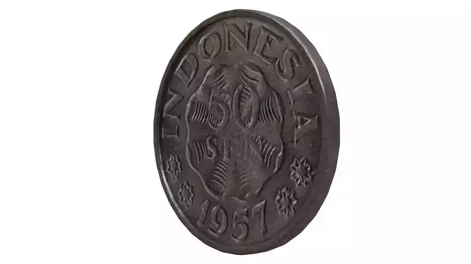 Indonesian 50 Sen Coin 1957 3D model