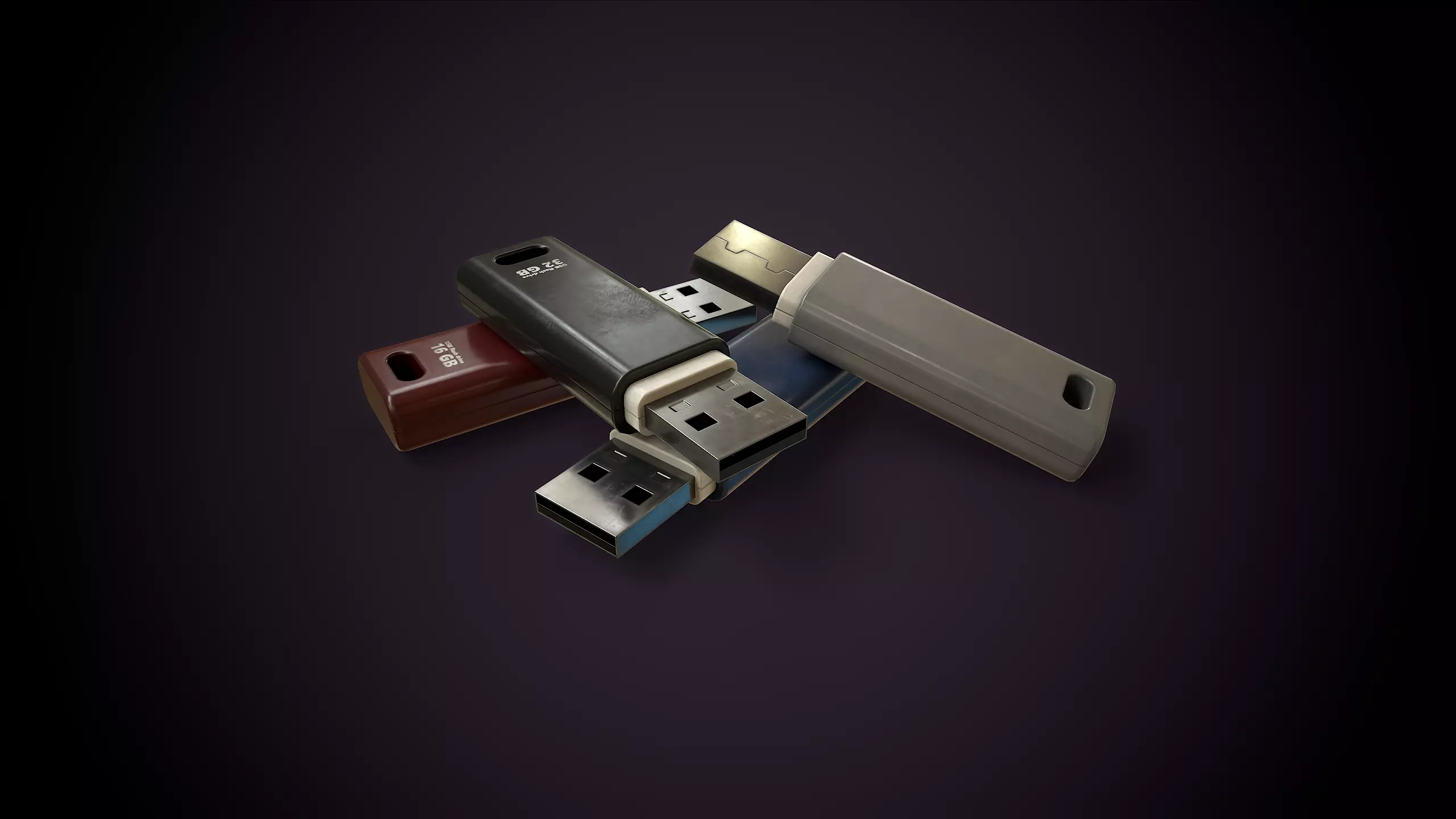 USB Flash Drive Low-poly 3D model_0