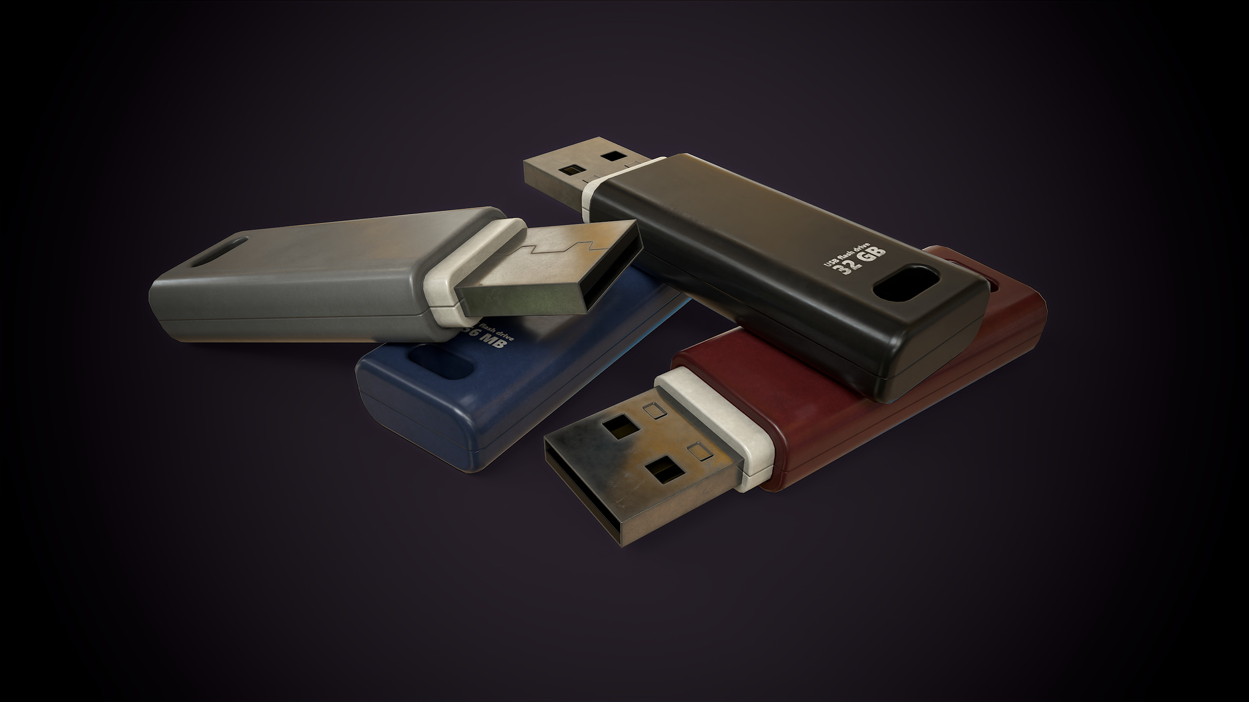 USB Flash Drive Low-poly 3D model_1