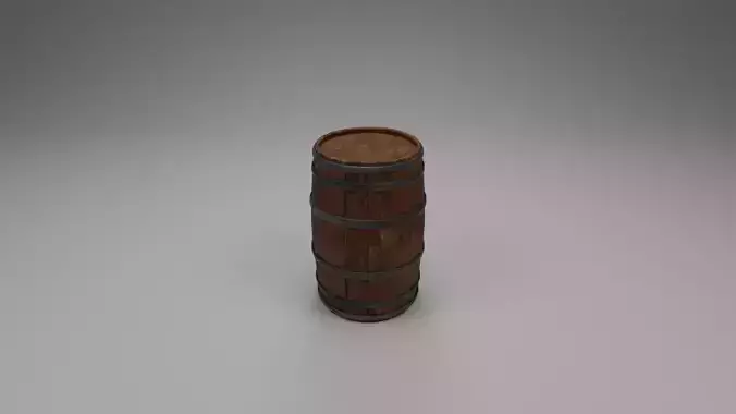 Wooden Barrel High-Poly 3D Model 