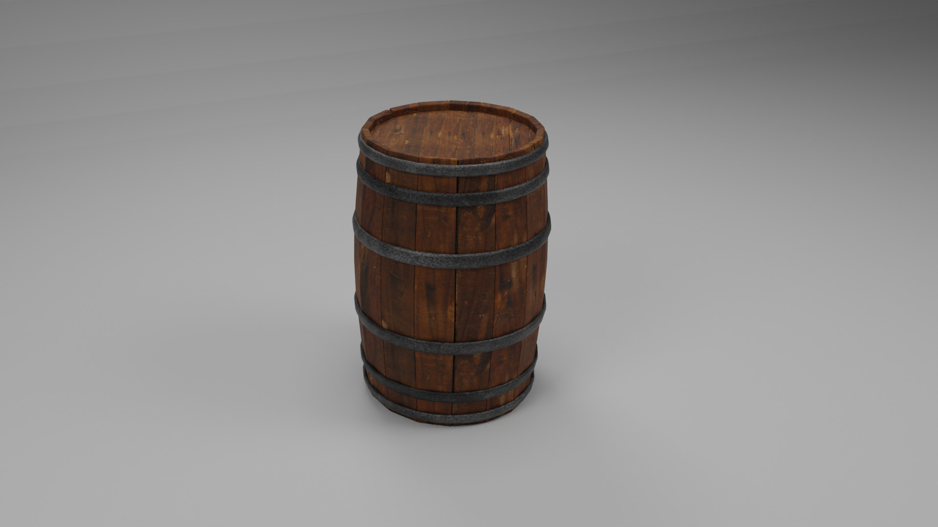 Wooden Barrel High-Poly 3D Model  3D model_1