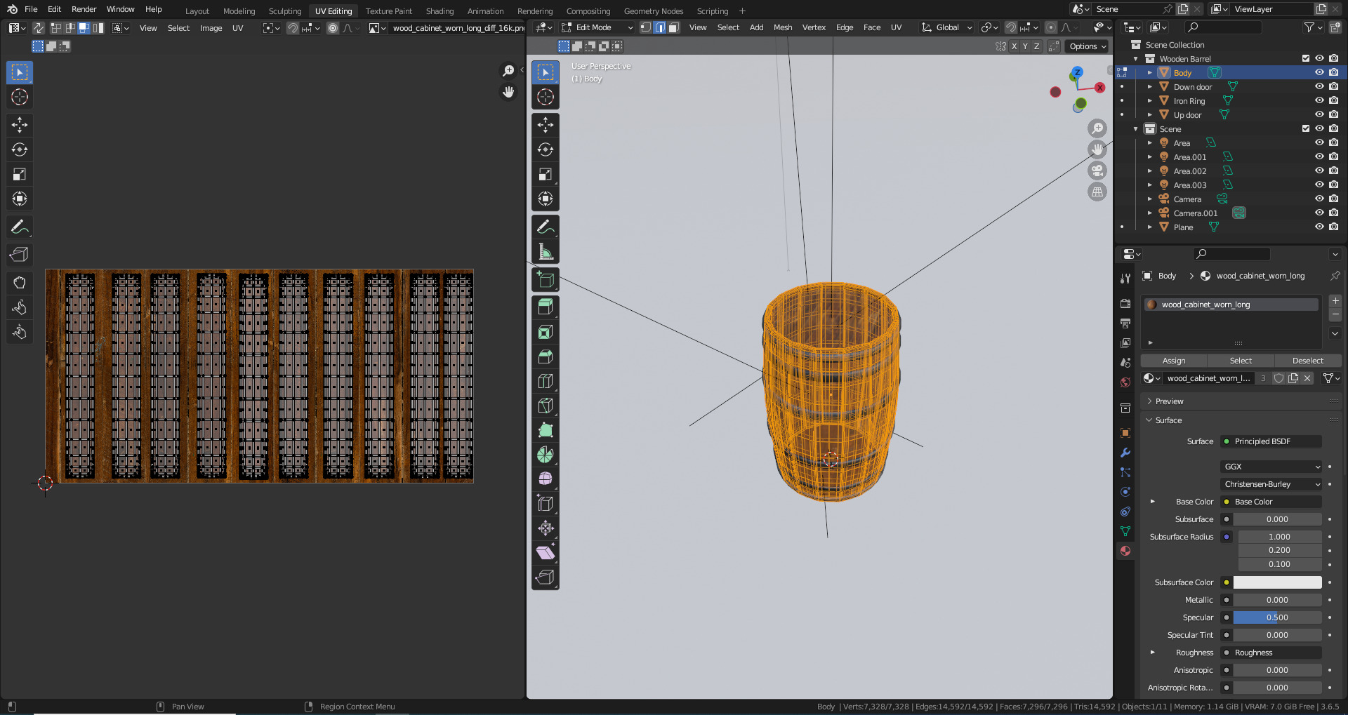 Wooden Barrel High-Poly 3D Model  3D model_3