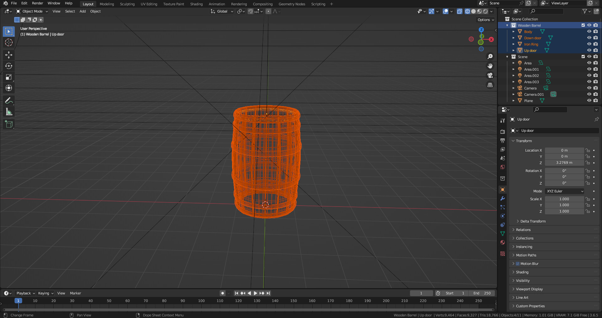 Wooden Barrel High-Poly 3D Model  3D model_7