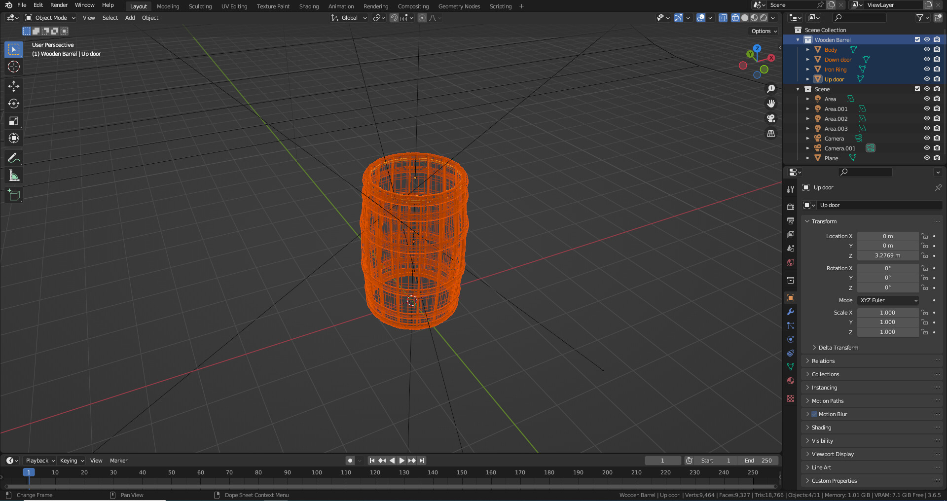 Wooden Barrel High-Poly 3D Model  3D model_8