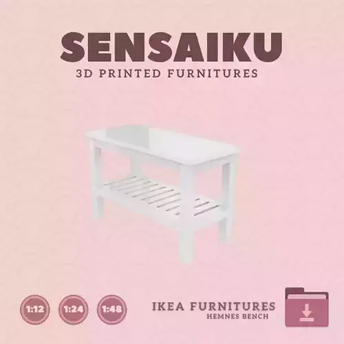 Miniature HEMNES Bench for Miniature Dollhouse IKEA 3D Print 