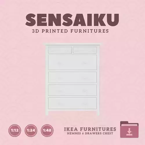 Mini HEMNES 6 Drawers Chest for Dollhouse IKEA 3D Print