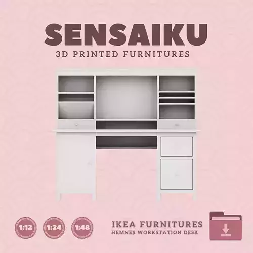 Mini HEMNES Workstation Desk for Dollhouse IKEA 3D Print