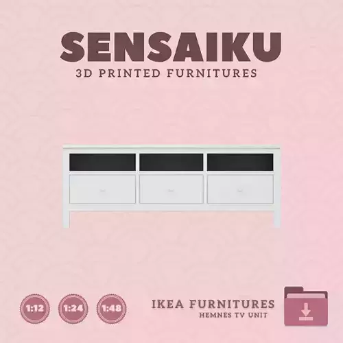 Miniature HEMNES TV Unit for Dollhouse IKEA 3D Print