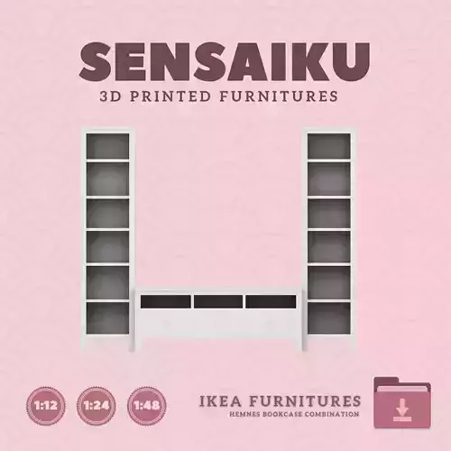 Mini HEMNES Bookcase and TV Unit for Dollhouse IKEA 3D Print