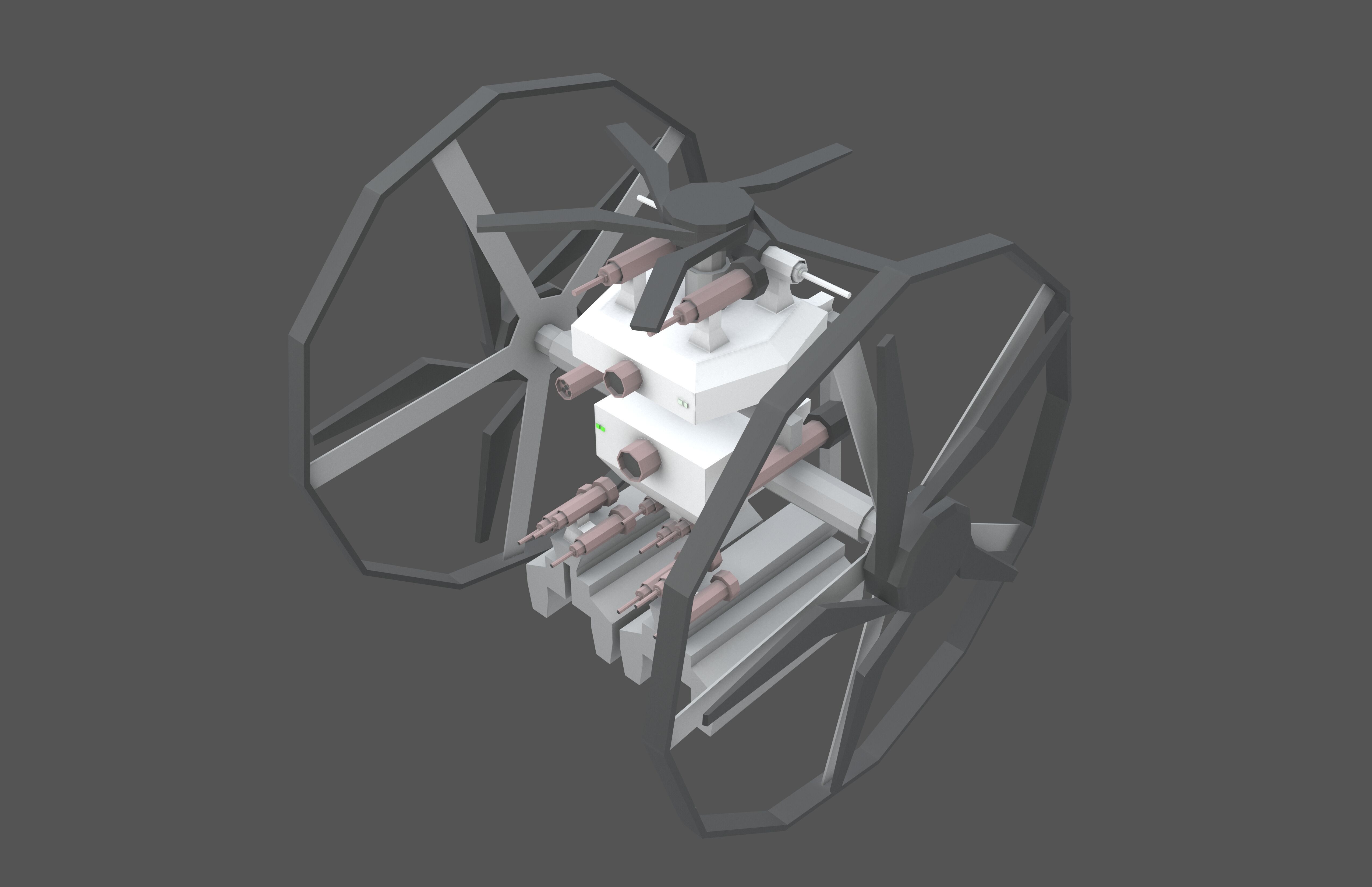 Cartoon Weapon Drone Robot V2 001 Low-poly 3D model_2