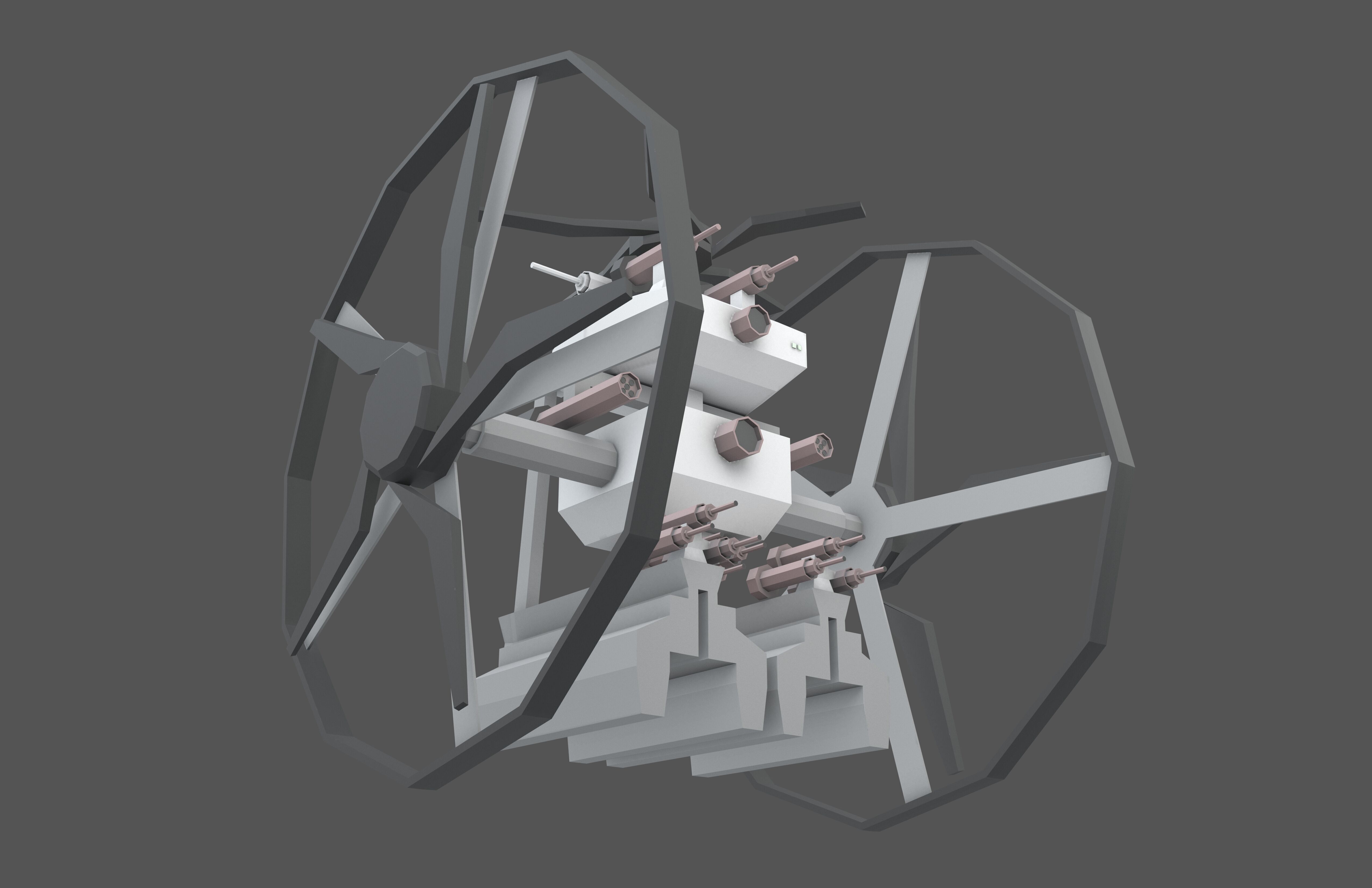 Cartoon Weapon Drone Robot V2 001 Low-poly 3D model_3