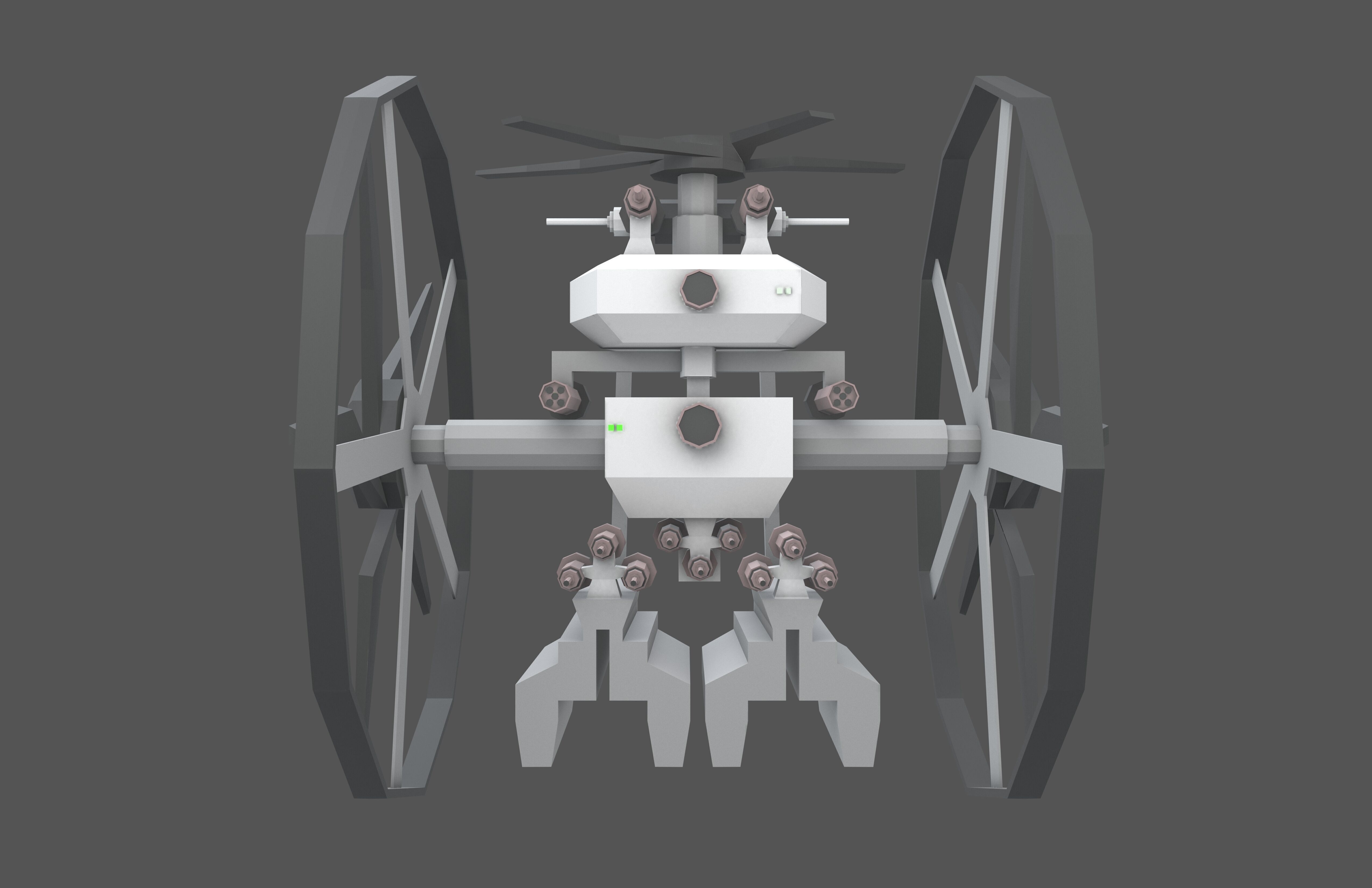 Cartoon Weapon Drone Robot V2 001 Low-poly 3D model_1