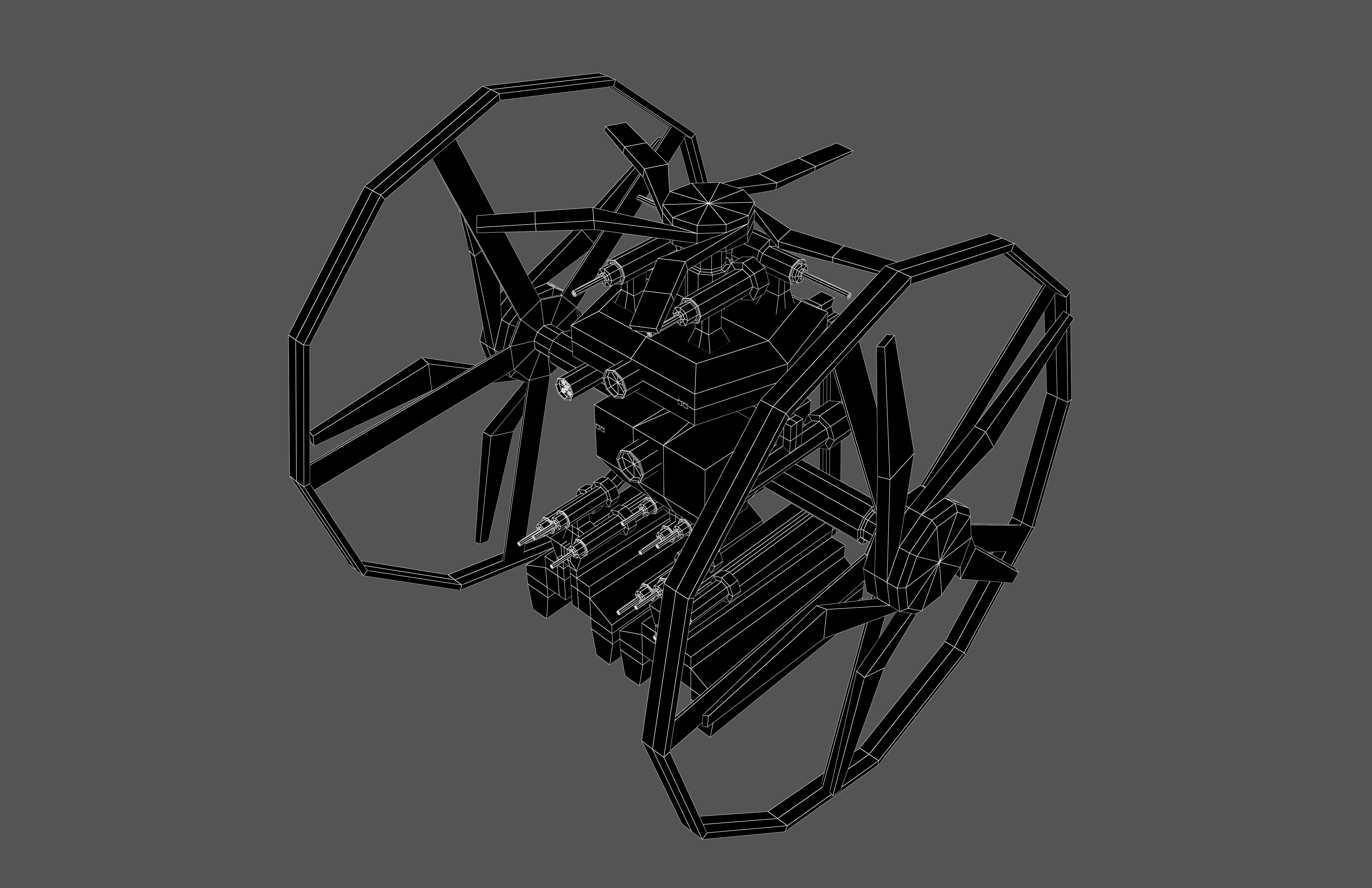 Cartoon Weapon Drone Robot V2 001 Low-poly 3D model_5