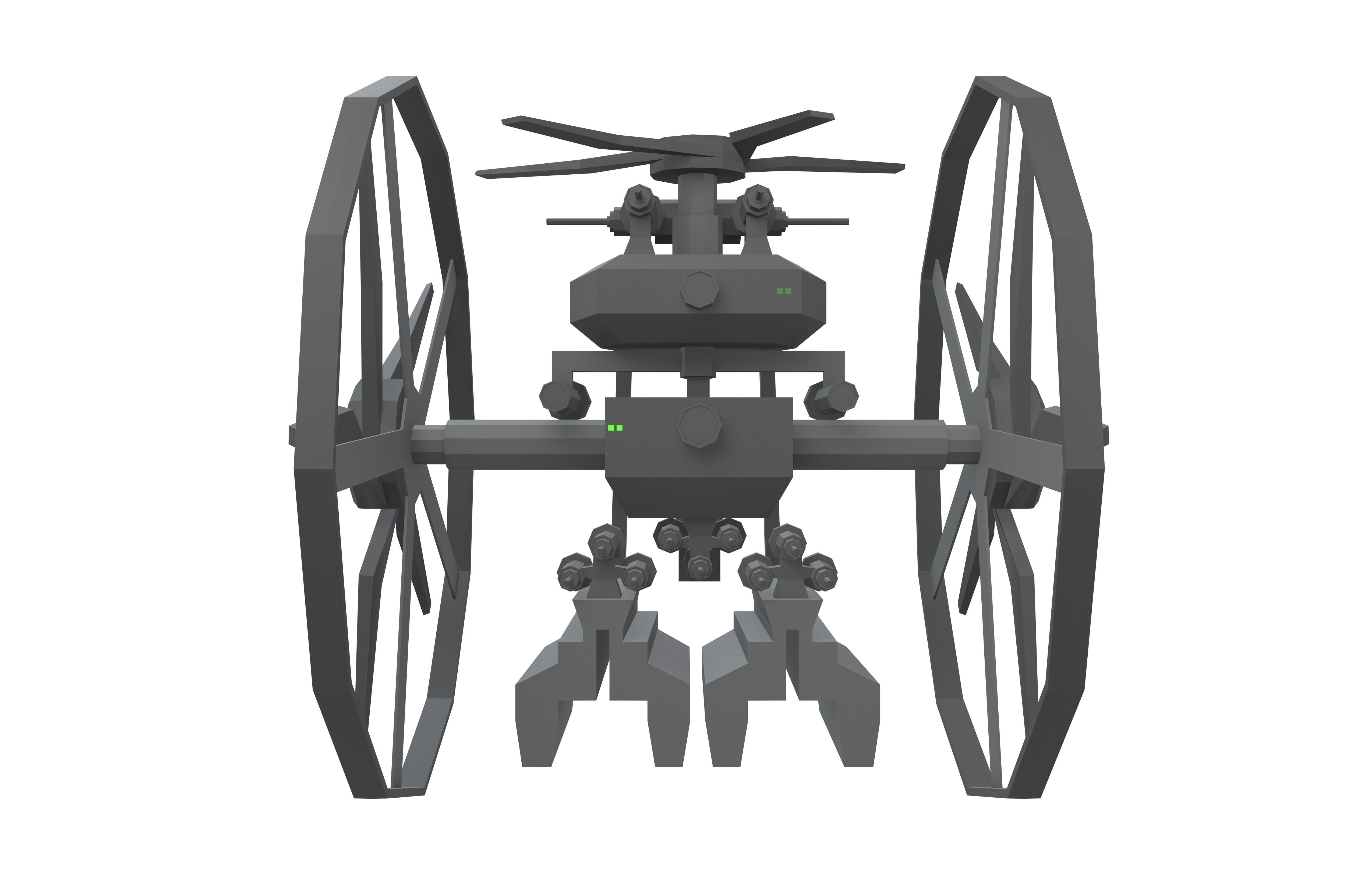 Cartoon Weapon Drone Robot V2 002 Low-poly 3D model_1
