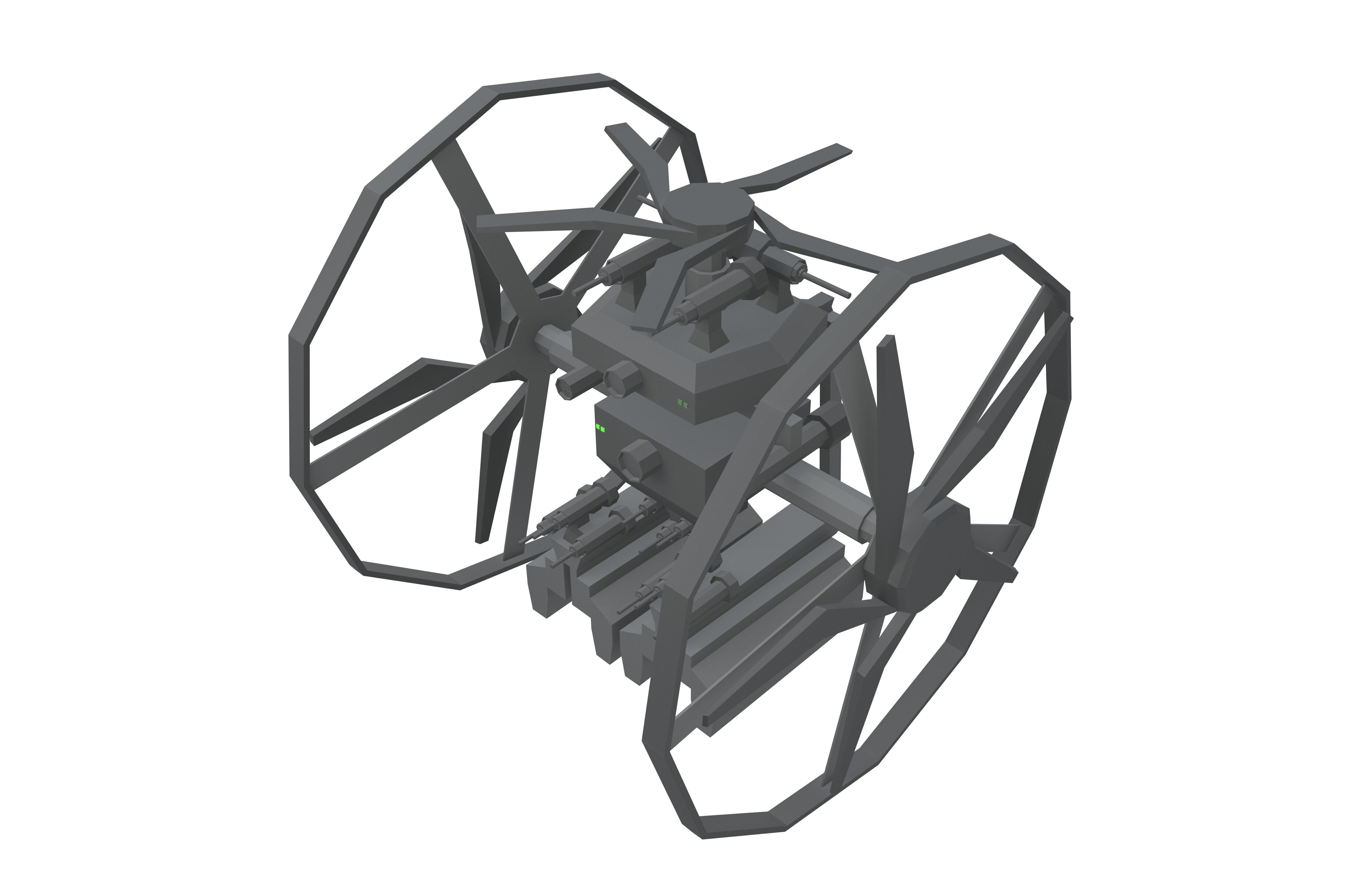 Cartoon Weapon Drone Robot V2 002 Low-poly 3D model_2