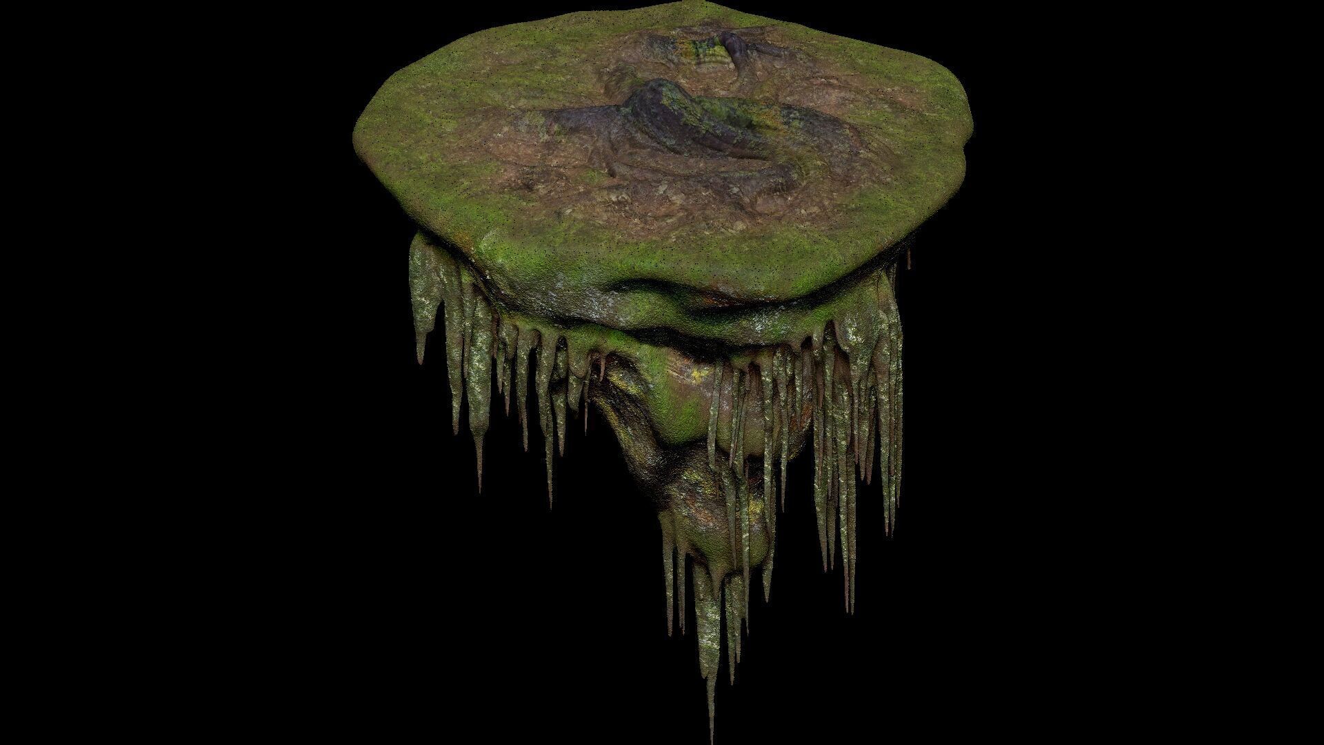 Island Flying Many Roots Covered - Landscape Mountain V1 Low-poly 3D model_5