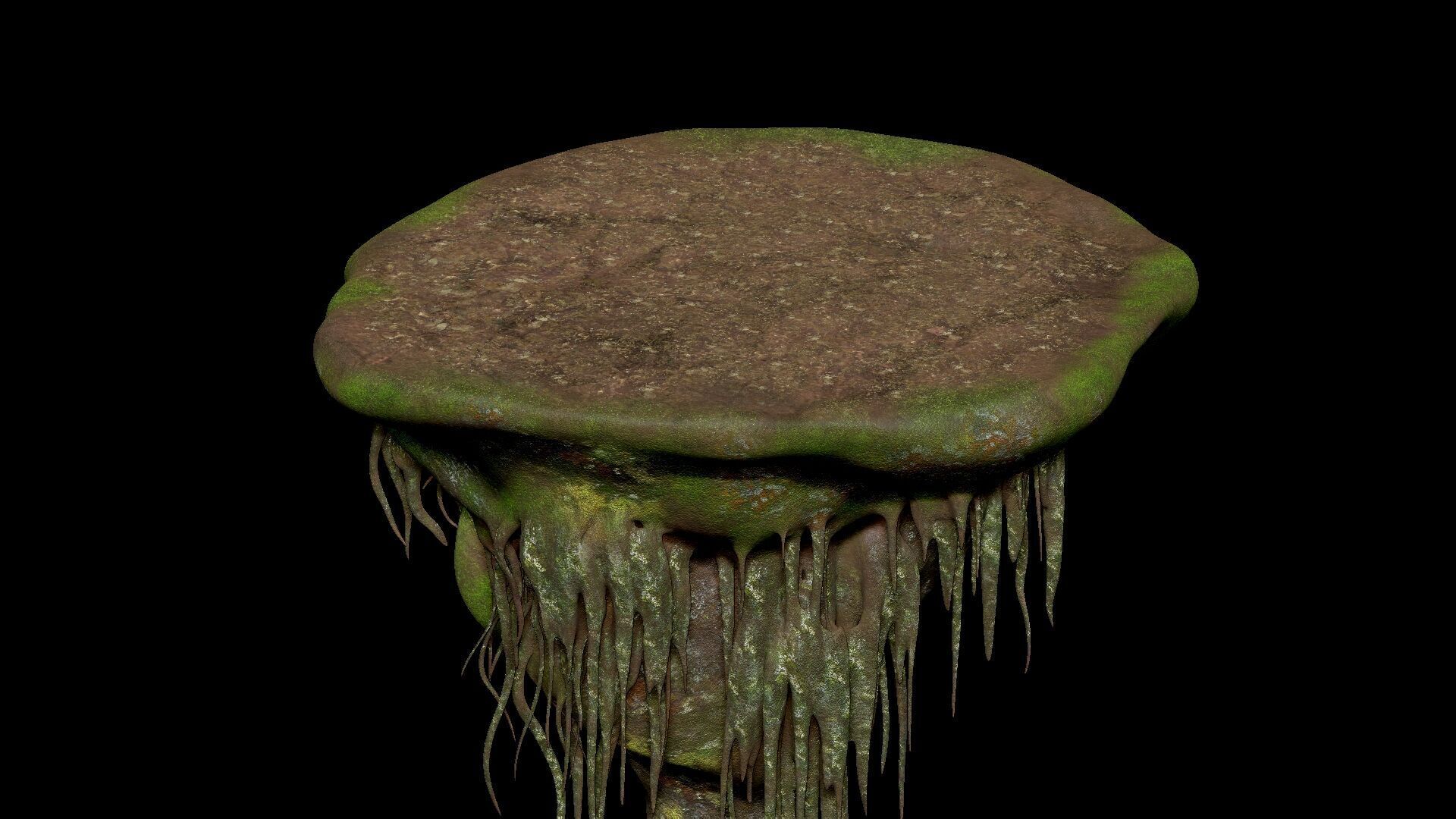 Island Flying Many Roots Covered - Landscape Mountain V1 Low-poly 3D model_1