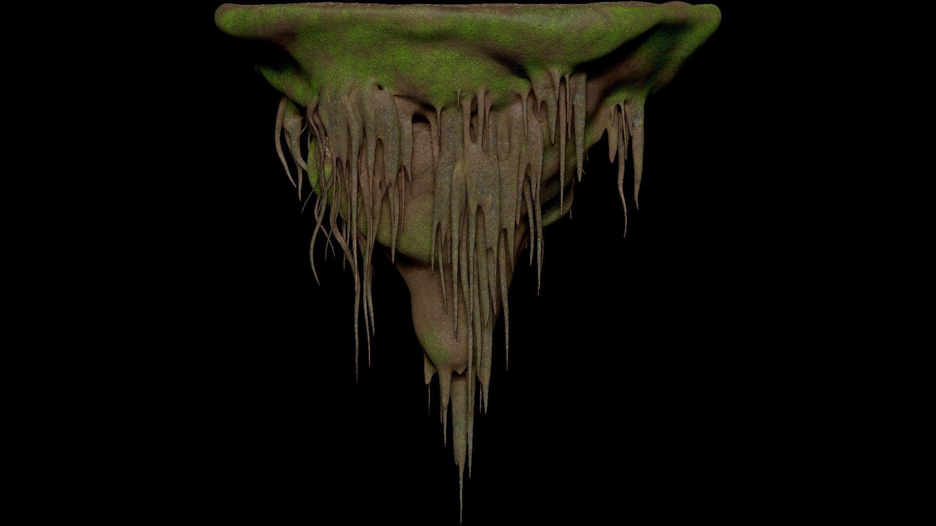 Island Flying Many Roots Covered - Landscape Mountain V1 Low-poly 3D model_4
