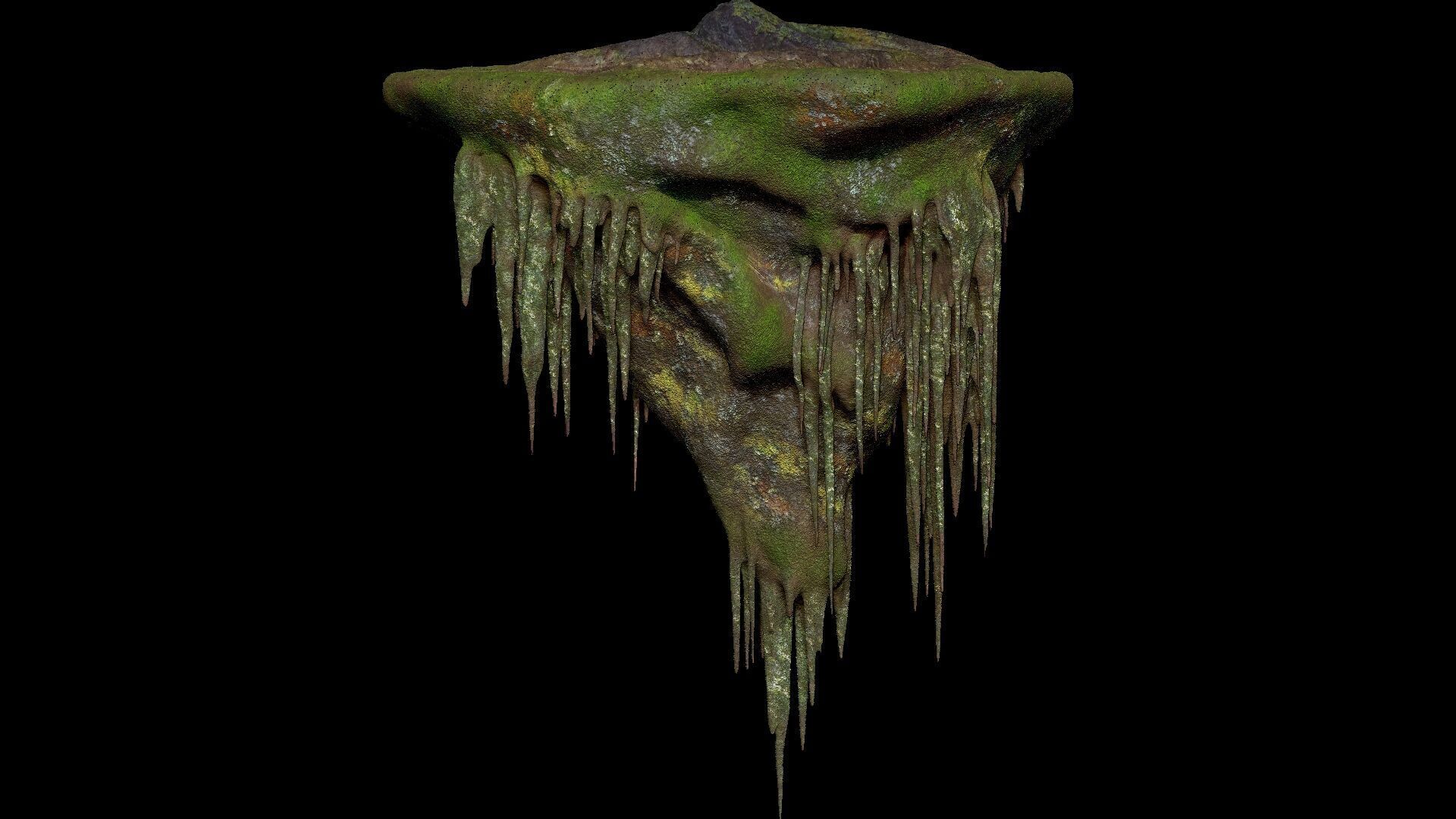 Island Flying Many Roots Covered - Landscape Mountain V1 Low-poly 3D model_6
