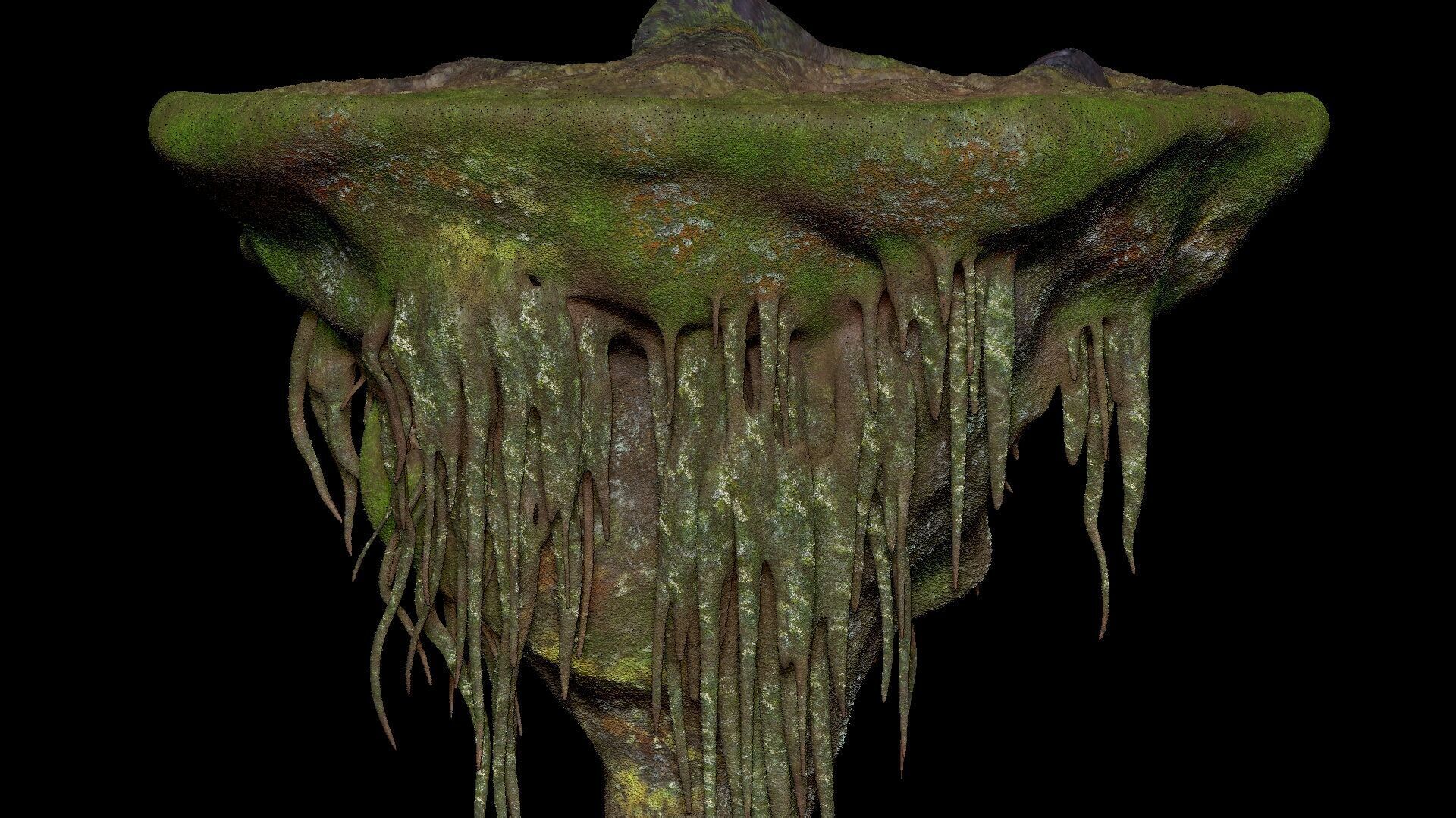 Island Flying Many Roots Covered - Landscape Mountain V1 Low-poly 3D model_8