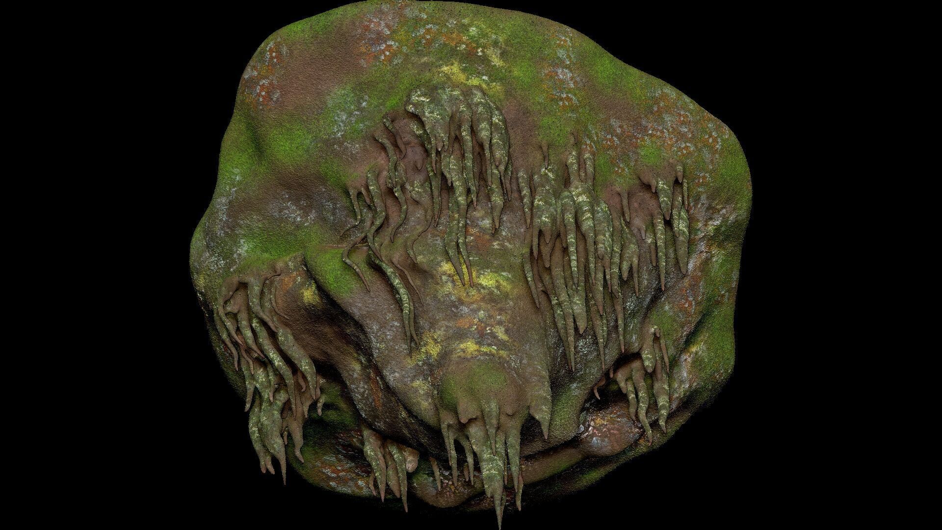 Island Flying Many Roots Covered - Landscape Mountain V1 Low-poly 3D model_10