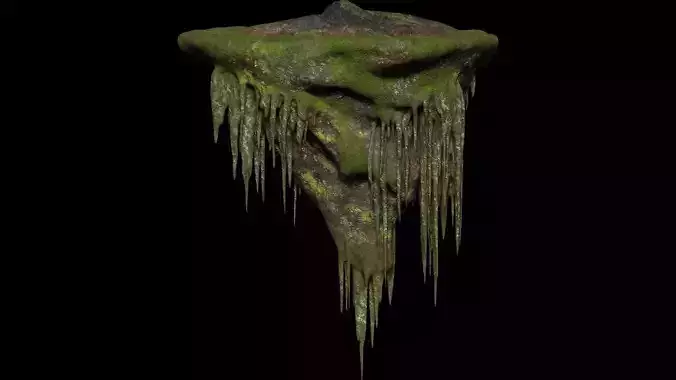 Island Flying Many Roots Covered - Landscape Mountain V1 Low-poly 3D model