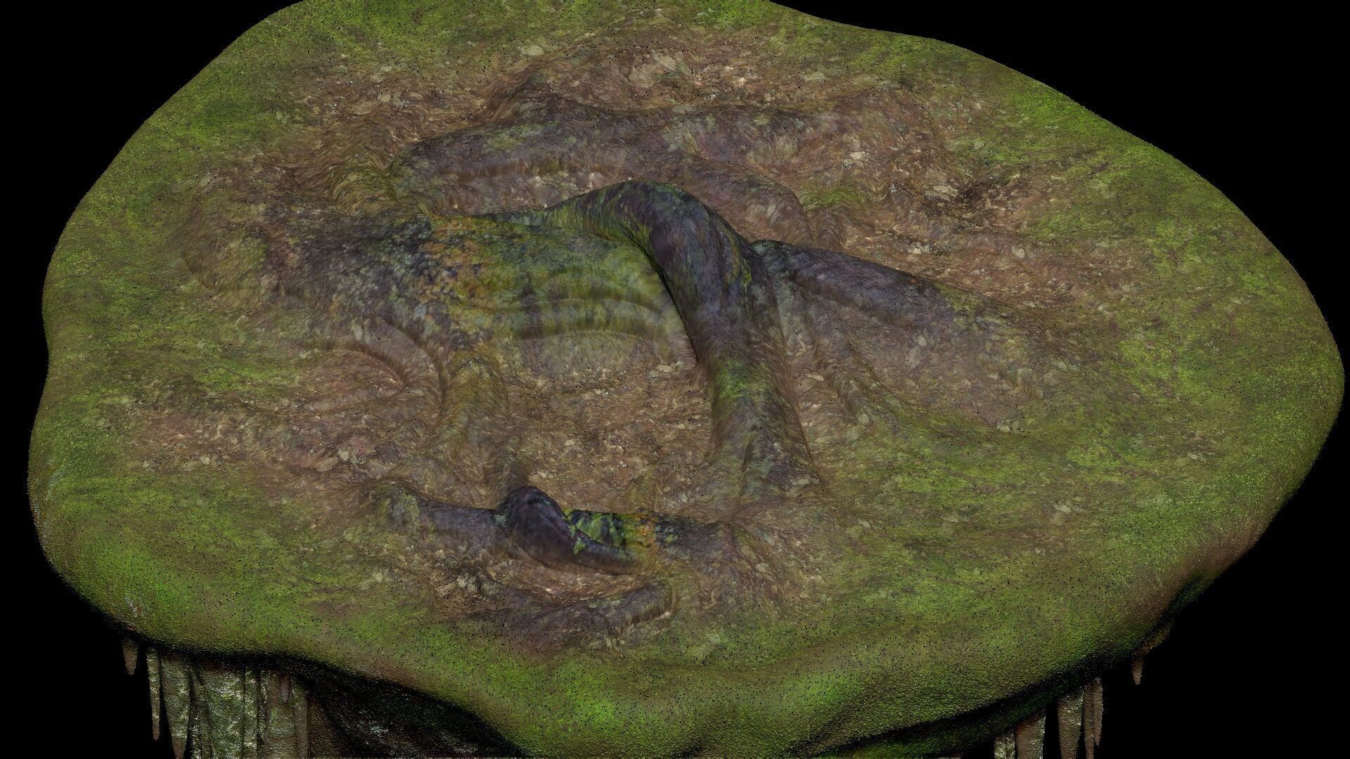 Island Flying Many Roots Covered - Landscape Mountain V1 Low-poly 3D model_9