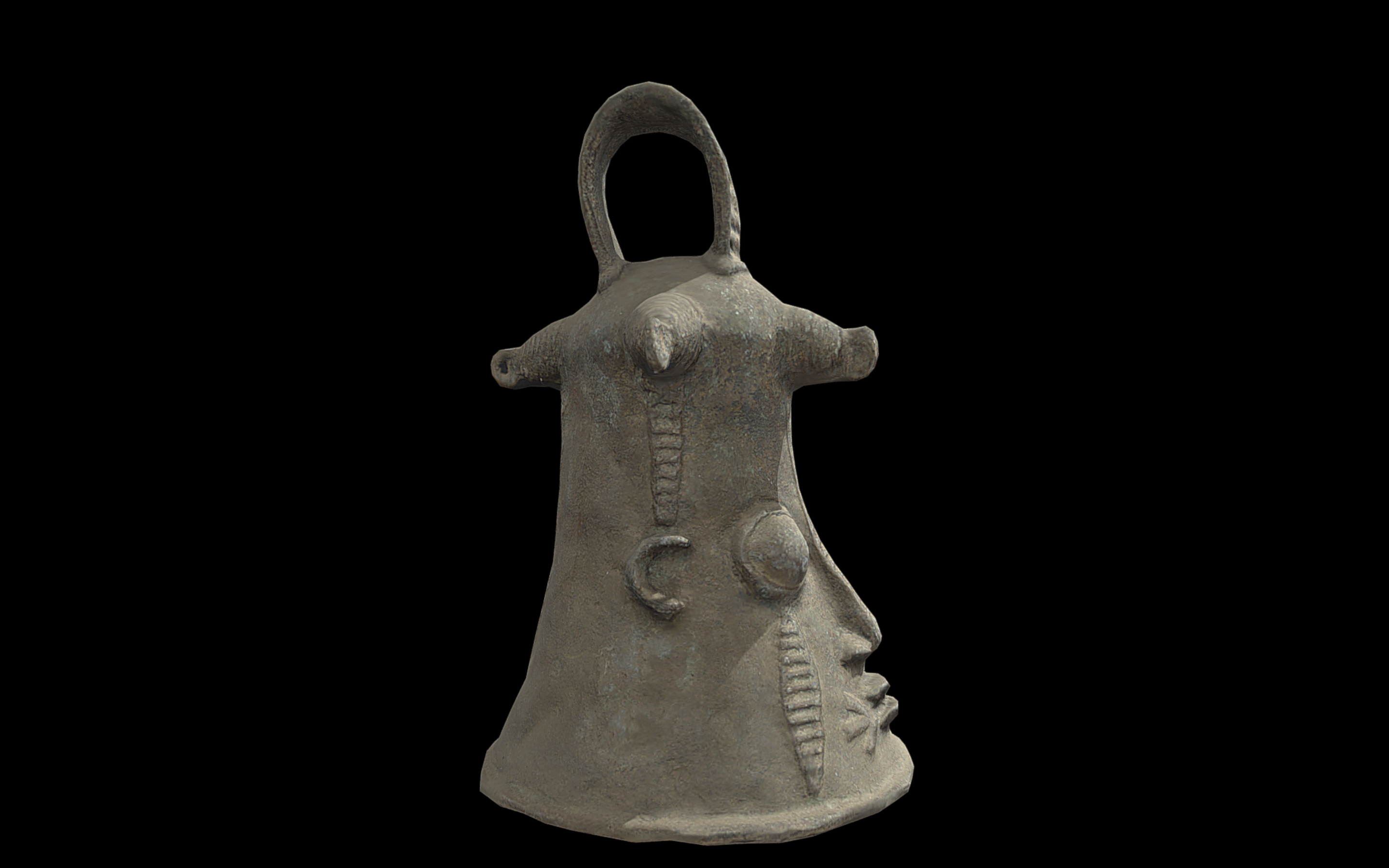 Bell Face Lower Niger gong Low-poly 3D model_3