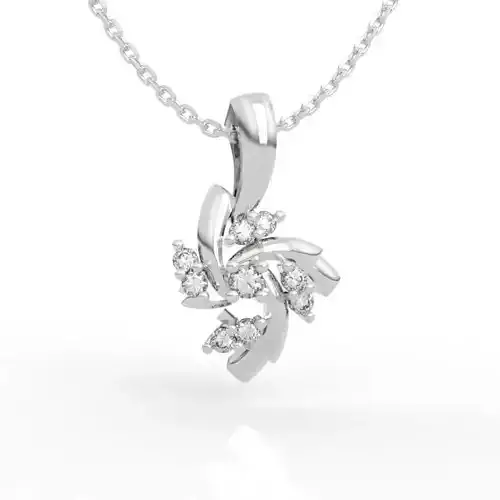 Floral Design Necklace Diamond Pendant