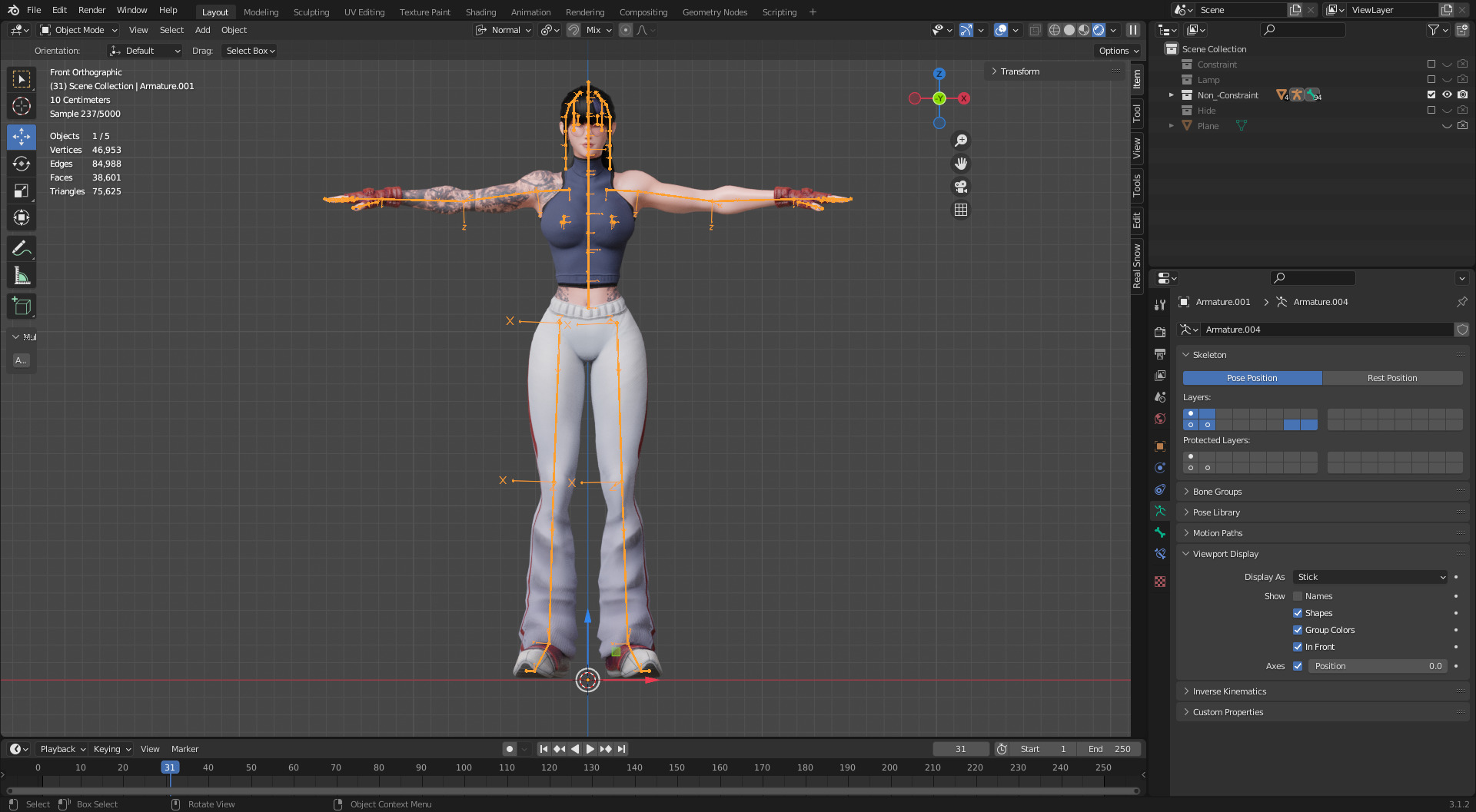 Stylized Female Fighting Character - Rin Low-poly 3D model_21