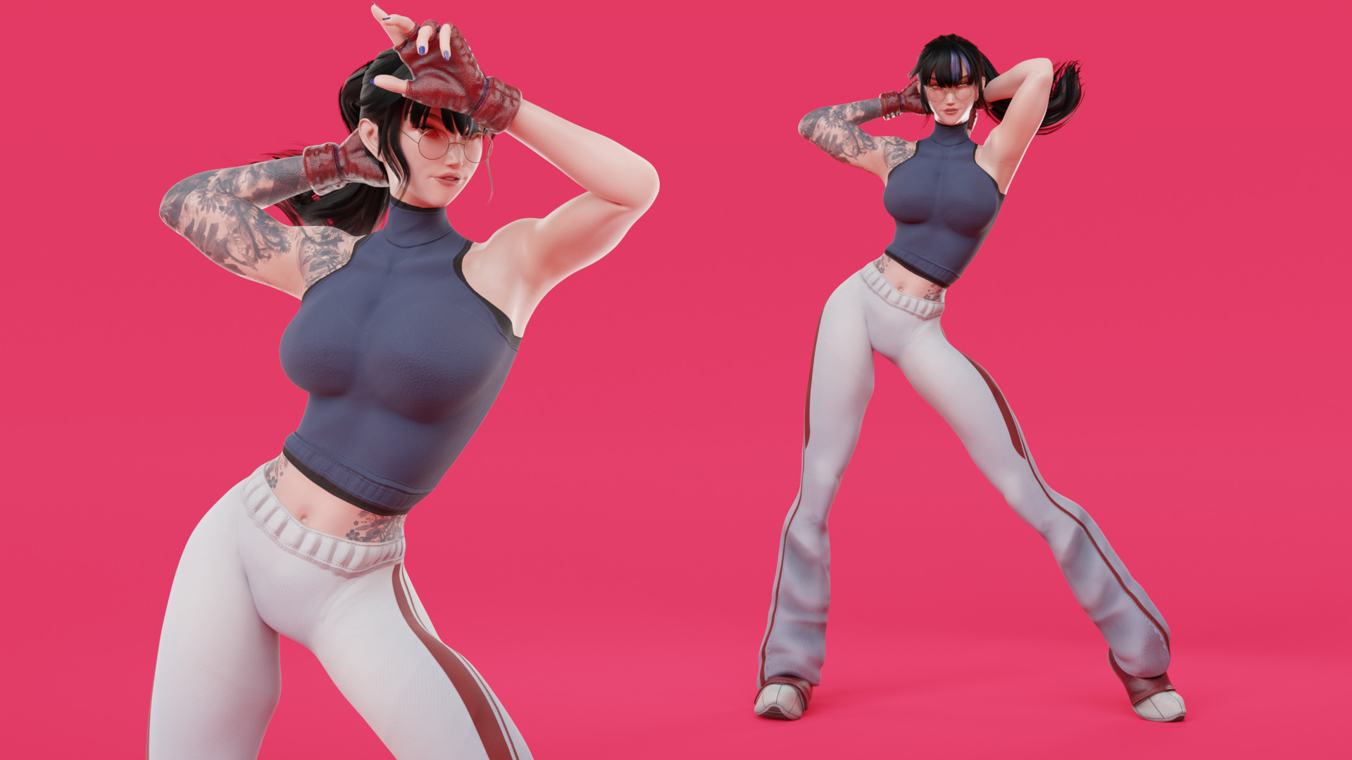 Stylized Female Fighting Character - Rin Low-poly 3D model_2