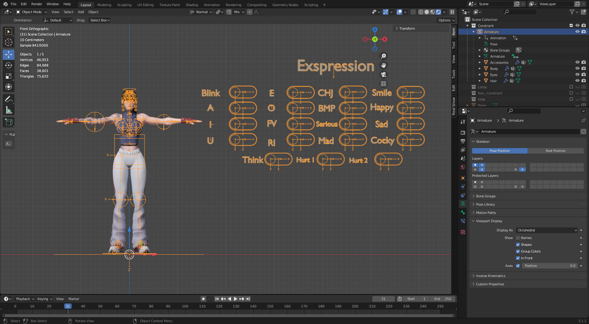 Stylized Female Fighting Character - Rin Low-poly 3D model_20