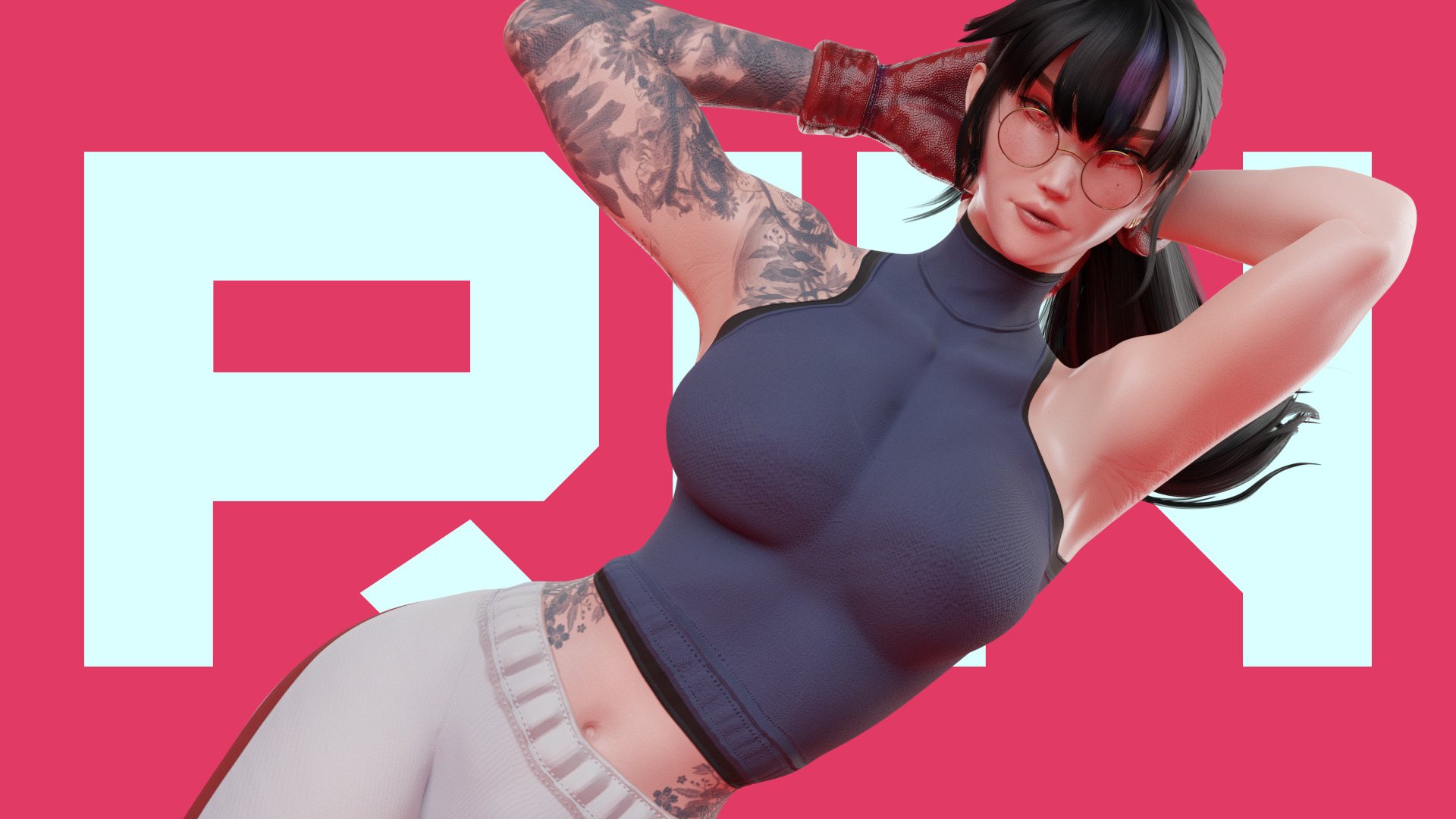 Stylized Female Fighting Character - Rin Low-poly 3D model_1