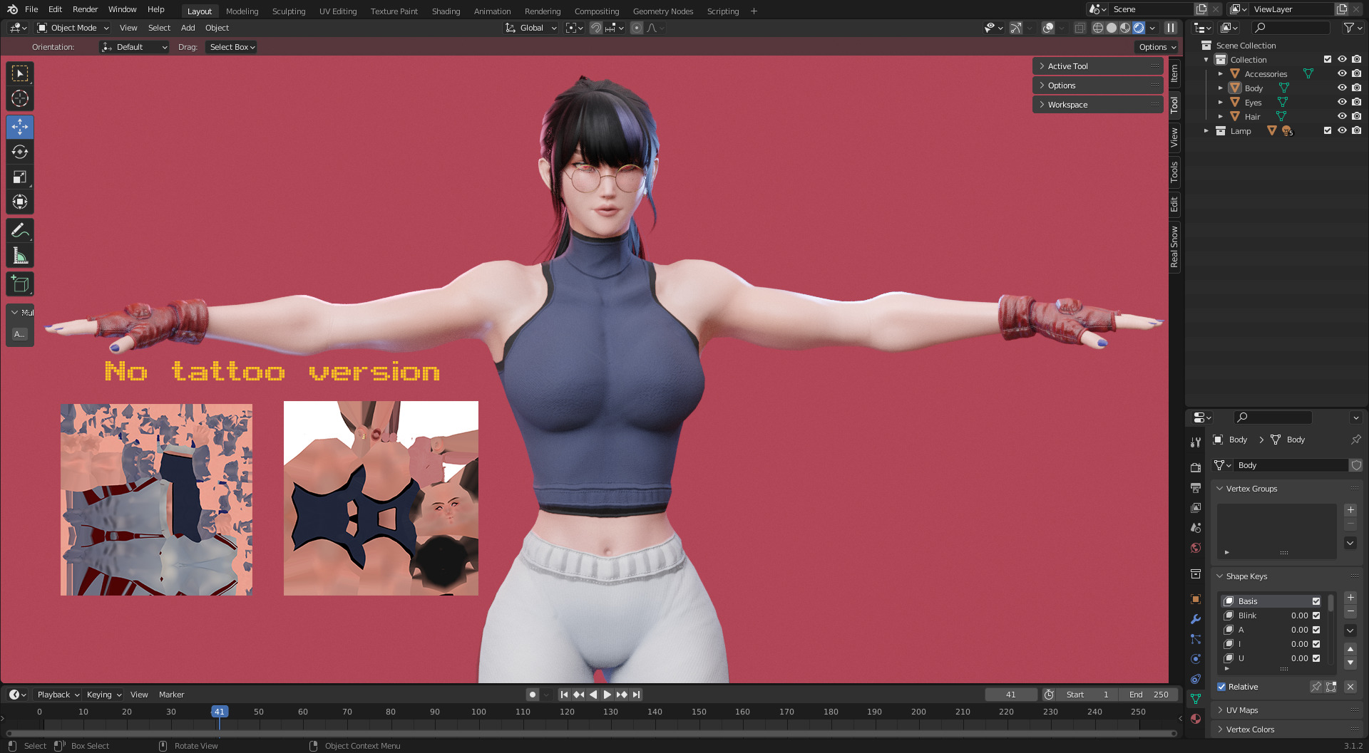 Stylized Female Fighting Character - Rin Low-poly 3D model_13